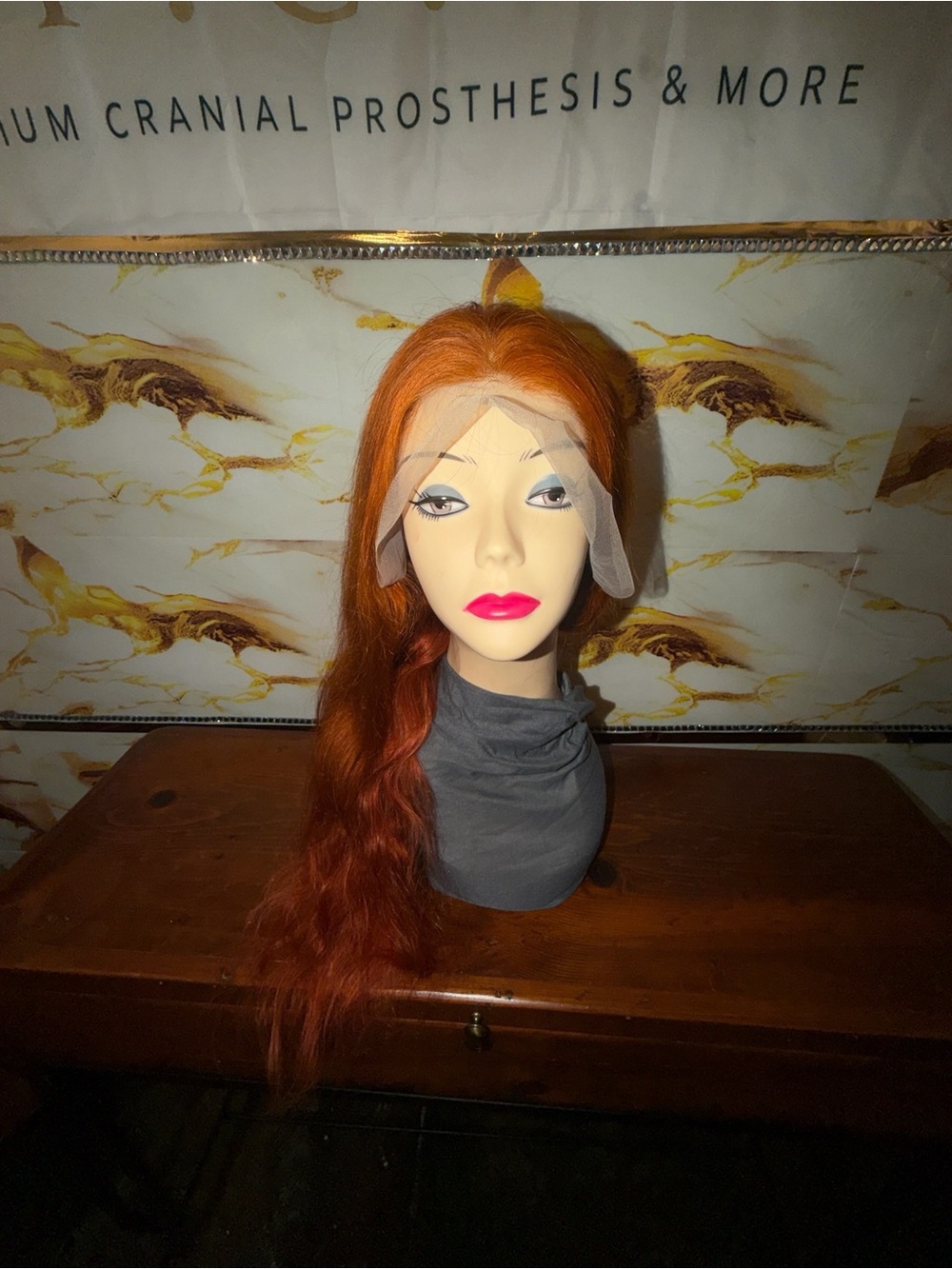 Long Lace Front Wig in Vibrant Auburn - Natural Waves 100% Human hair
